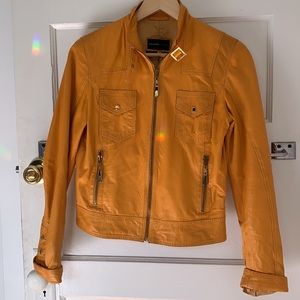 Mustard Yellow Genuine Leather Jacket
